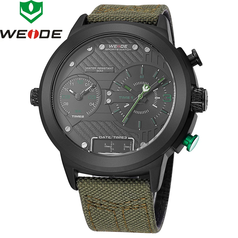 Новинка 2018 роскошные Брендовые мужские часы Weide кварцевые с нейлоновым ремешком