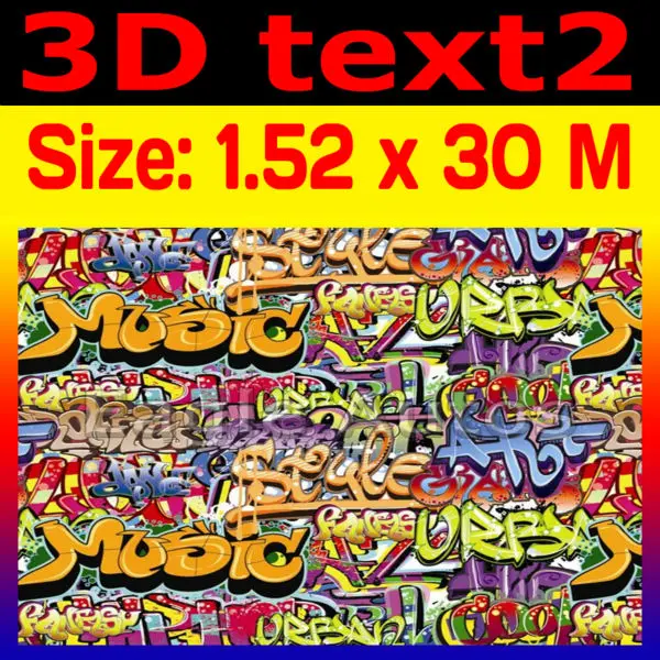 Sticker Bomb 3D Text 2 carbon fibre sheets air release backing Size: 1.52 m x 30 / FREE SHIPPING |