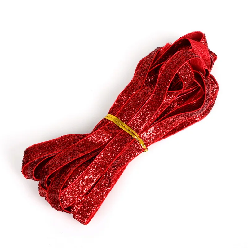 5 ярдов/лот 3/" блестящая однолицевая бархатная лента велюровая ткань резинки для волос аксессуары белая кружевная ткань 10 мм - Цвет: Red