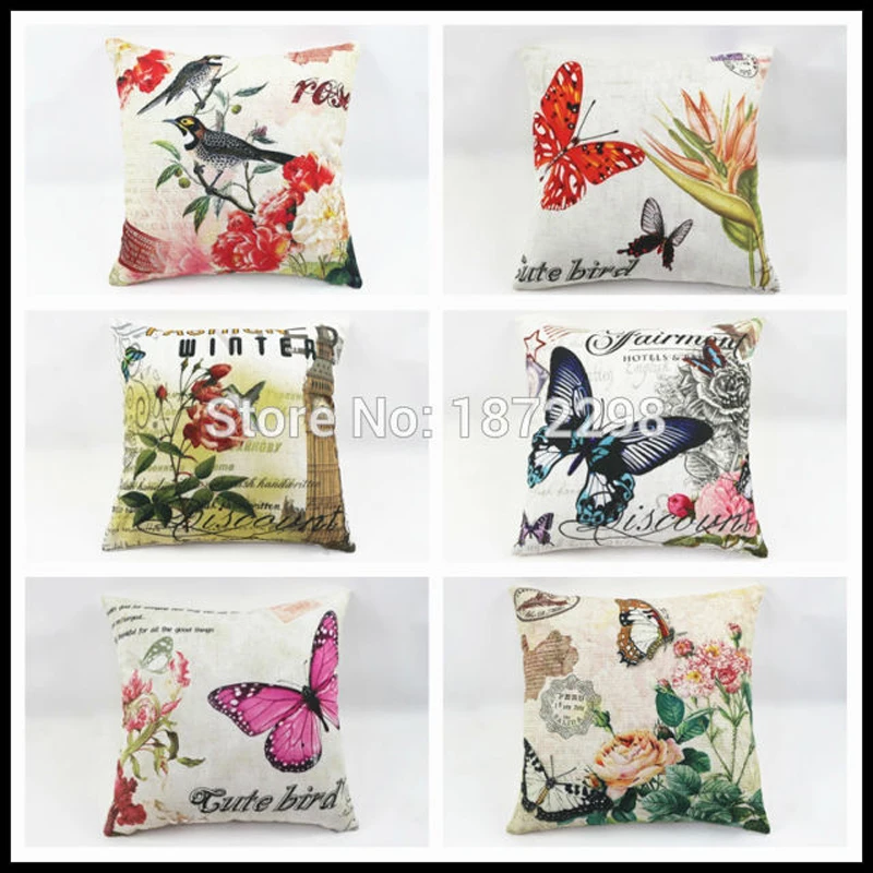 

Free shipping 160 types pattern 40/45/50/55/60cm Butterfiy Style Polyester Linen/Rayon Fabric Print Cushion Cover HT-PLPC-07-12