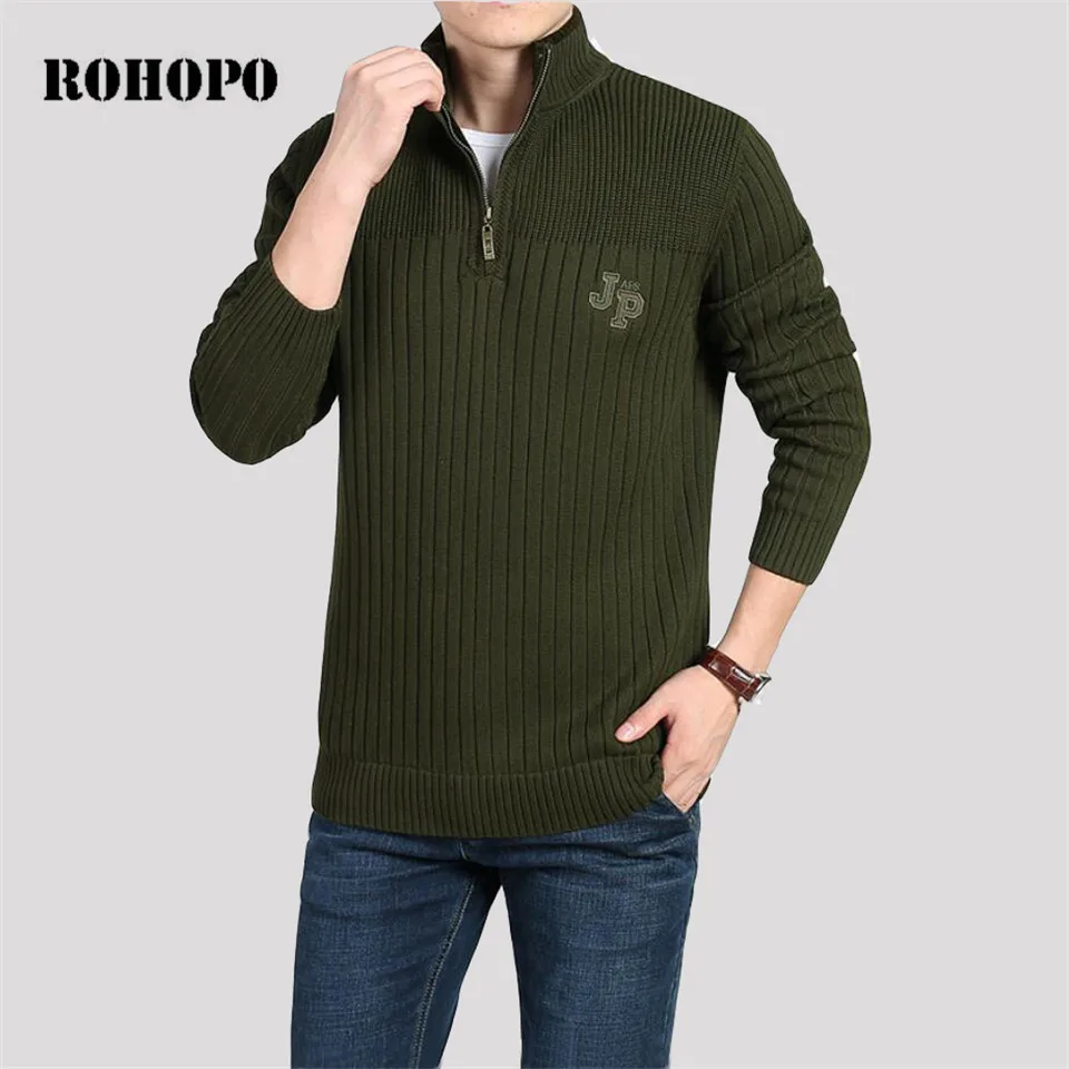 

ROHOPO Thickness Cotton Fleece Liner Keep warmly Sweater for Men,Top Brand Male Militar Cargo Tolling Knitted Pullover underwear