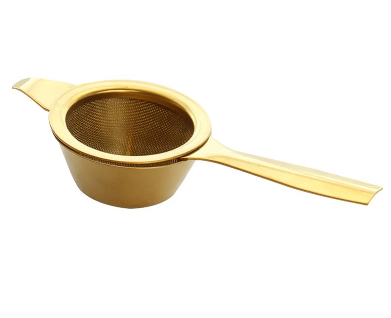 Stainless Steel Tea Infuser Afternoon Tea Filter Long Handle Mesh Tea Strainer with Drip Bowl loose Leaf Green Herb Tea Accessories  (12)