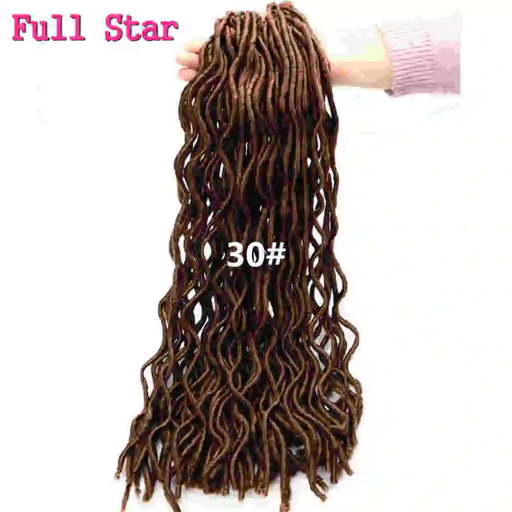 Полная звезда 1" и 14" Faux locs Curly 3 шт 24 корня синтетические волосы 100 г низкотемпературное волокно косы с крючком наращивание волос - Цвет: #30