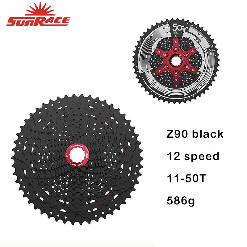 SunRace MTB CSMZ90 Cassette 12-speed - 11-50T - Black / Silver , 50T 12s Bicycle Freewheel for Shimano