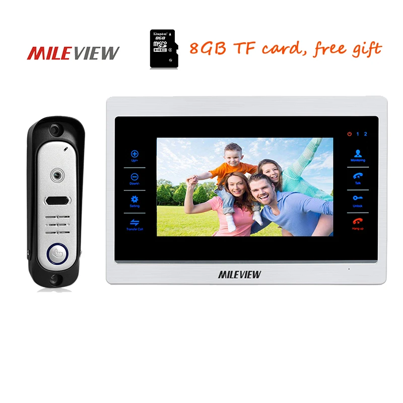 

Free Shipping 720P AHD HD 10" Color Video Intercom Door Phone Record System 110 view angle Door Camera Unlock Motion Detection