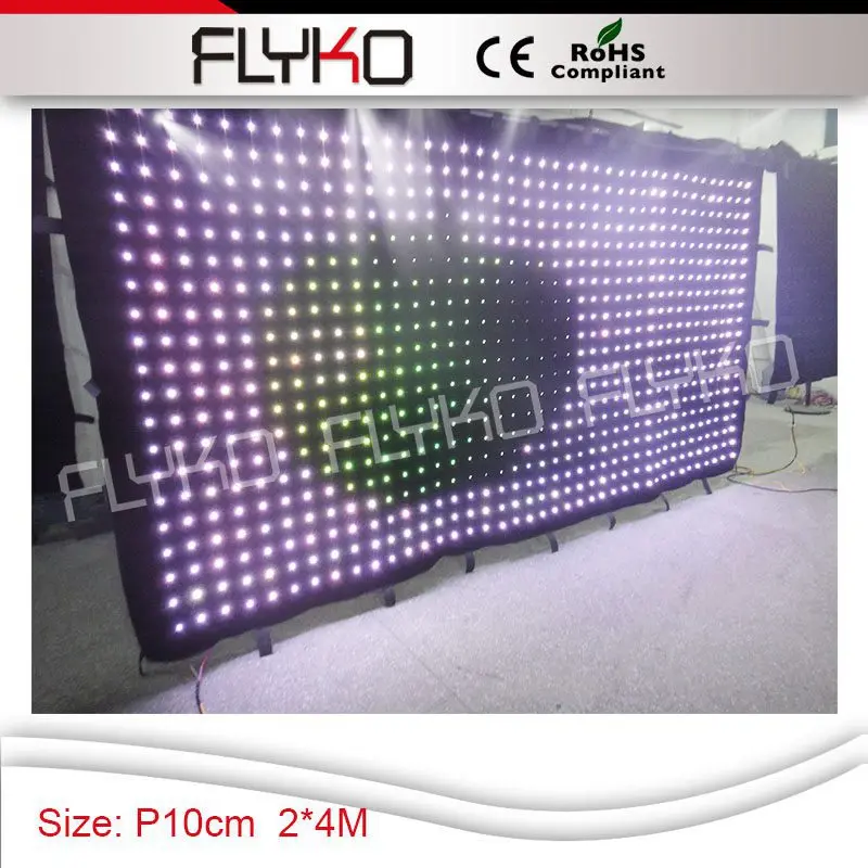 

FLYKO STAGE New products high quality/ P10cm 2*4M/ Full colors led curtain price wedding decorations stage decoration
