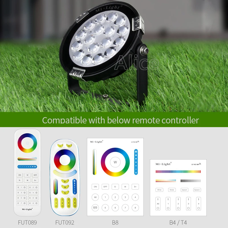 

Miboxer 9W RGB+CCT LED Garden Light DC24V/AC86~265V IP65 Waterproof Outdoor LED Lighting WiFi Compatible 2.4G Wireless Remote