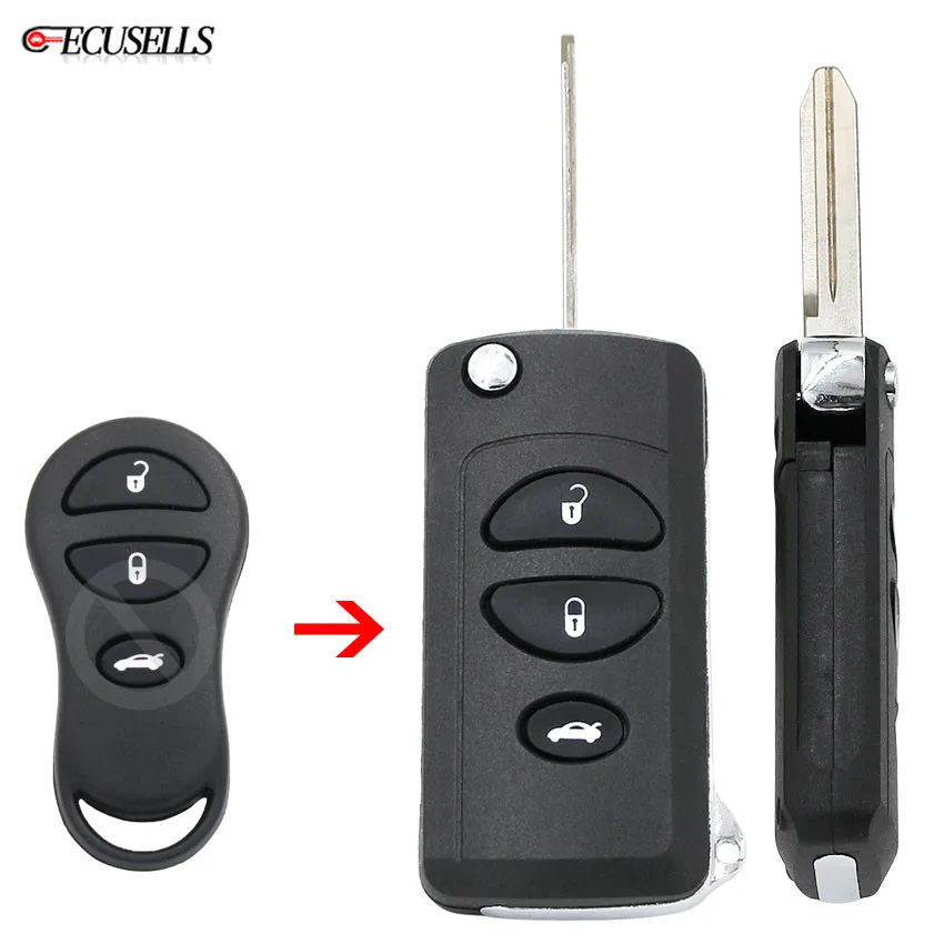 

3 Button Modified Flip Folding Remote Smart Key Shell Case Car Key Housing Cover Fob For Chrysler for Dodge for Jeep Uncut Blade