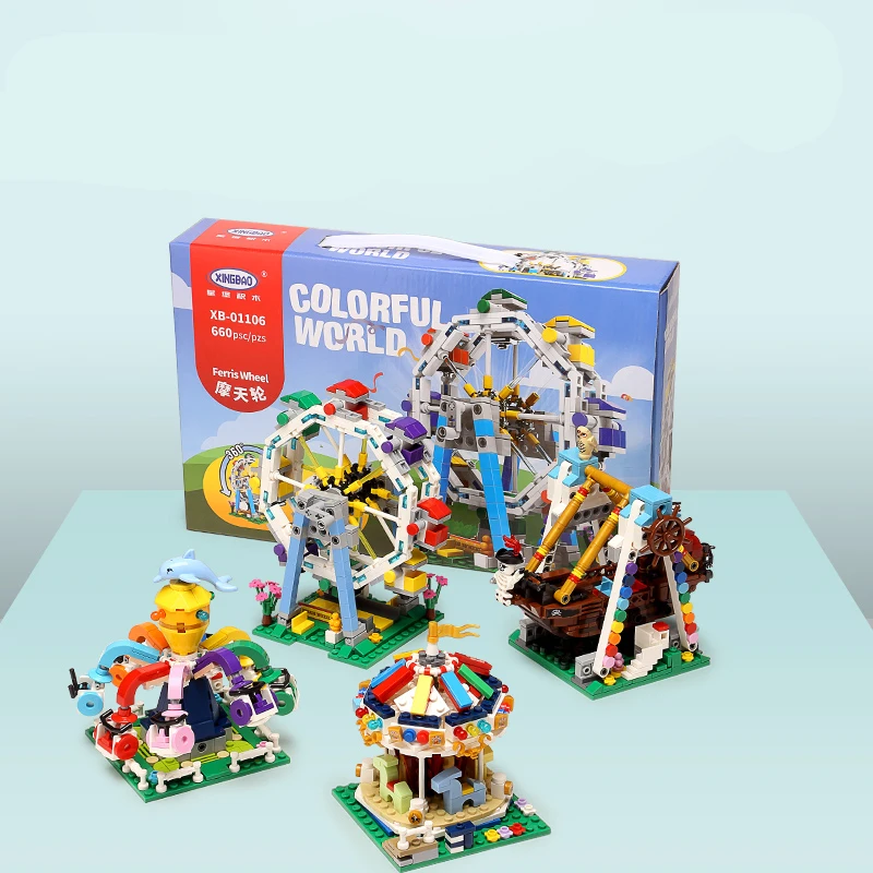 

XingBao Fairground Blocks Ferris Wheel Bricks Merry Go Round Building Blocks Bricks compatible with LOGO Toys for Children Gift
