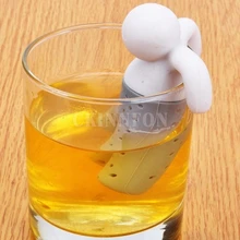 200 шт./лот, новинка, маленький диффузор в форме человека, силиконовый ситечко для чайных листьев, травяной фильтр для специй