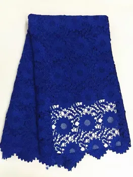 

5 Y/pc Top sale royal blue flower design mesh cord lace african guipure lace fabric french water soluble lace for clothes RW1-1
