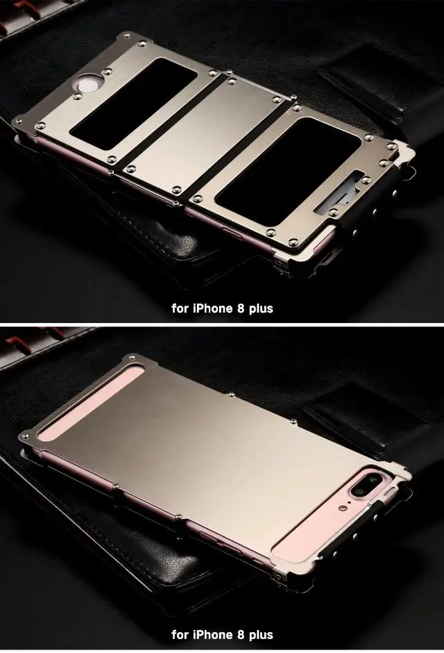 Case de Couro Proteção à Prova de Choque Case do Telefone Capa para Iphone Rebite Irman Inoxidável Graus Flip 8 & 7 Plus Aço 360 13 Telefonia e Comunicação