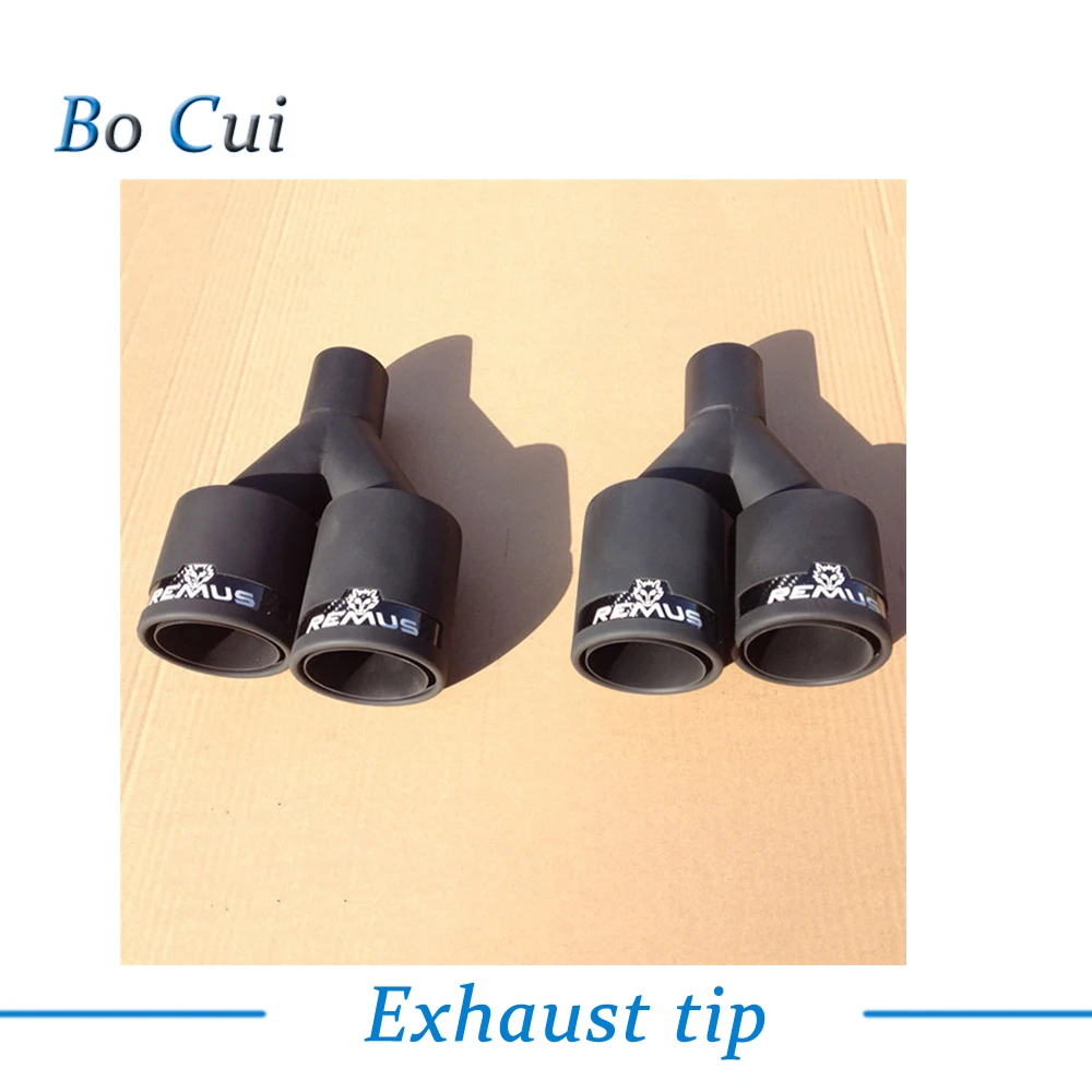 

1 Pair Remus Exhaust car styling 63mm in-101mm out Carbon fiber Rear dual Exhaust tips With Matt Stainless Steel Muffler Pipe