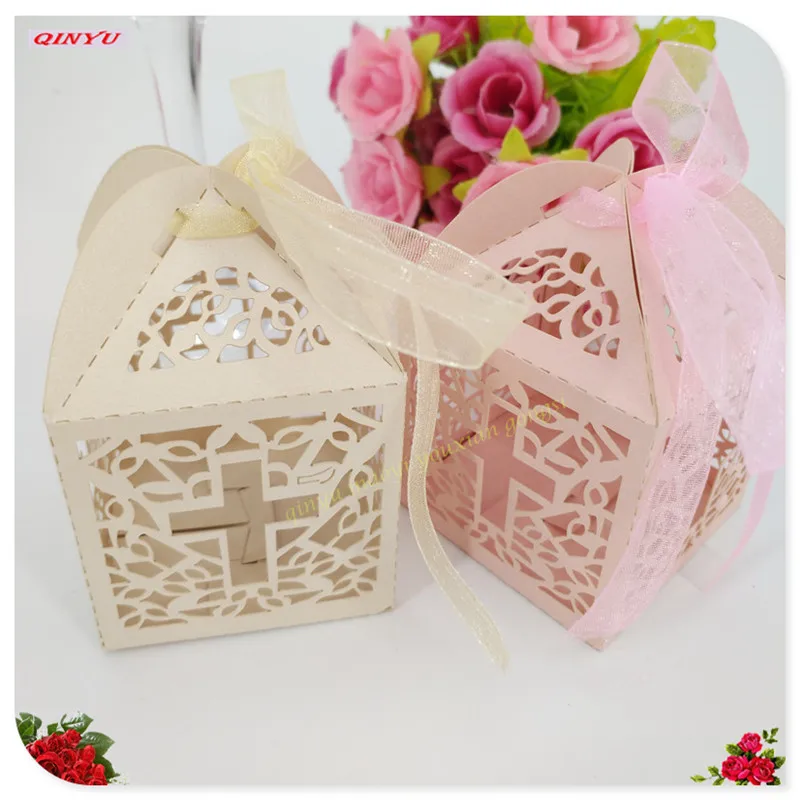 

10Pcs/set Love Heart Party Wedding Hollow Cross shape Baby Shower Favors Gifts Candy Boxes 5Z SH113
