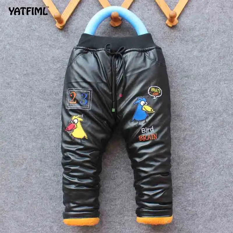 YATFIML/Зимние Детские Пуховые штаны; Верхняя одежда для маленьких мальчиков; утепленные водонепроницаемые брюки из искусственной кожи на белом утином пуху; Детские хлопковые теплые брюки - Цвет: style2