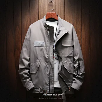 

Spring Autumn Mens Casual Stand Collar Jacket Loose Men's Tooling Coat Male Outwear Bomber Jackets Plus Size 4XL 5XL