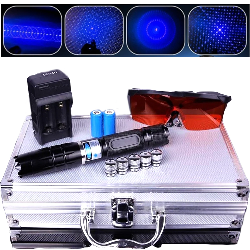 

High Power laser pointer Burning Blue Laser Torch 445nm 10000m Focusable Laser sight Pointer Flashlight burn match lit cigarette