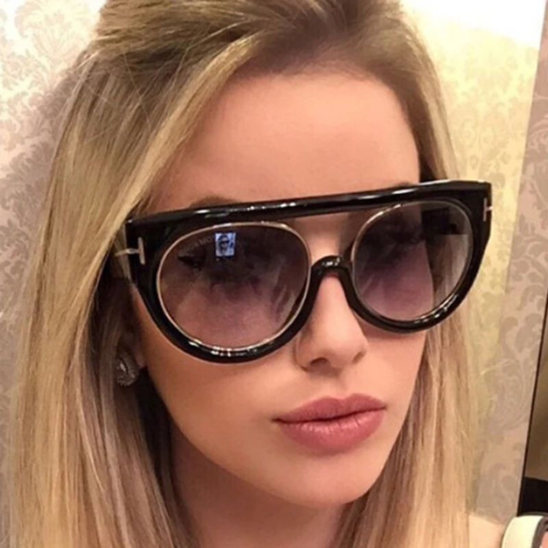 

PAWXFB 2018 New High quality Oversized Cat Eye Sunglasses Women Men Italy Brand Designer Round Eyeglasses Celebrity Sunglasses