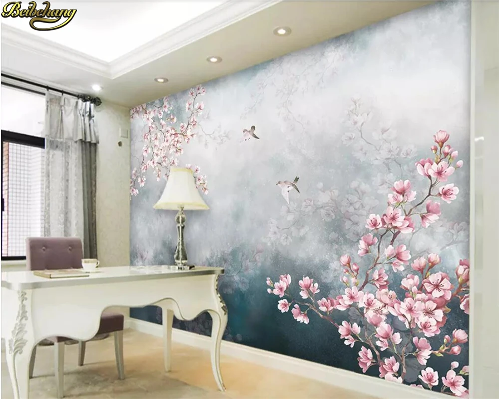 Beibehang пользовательские фото обои росписи ручная роспись персик сливы обои домашний декор обои для гостиной