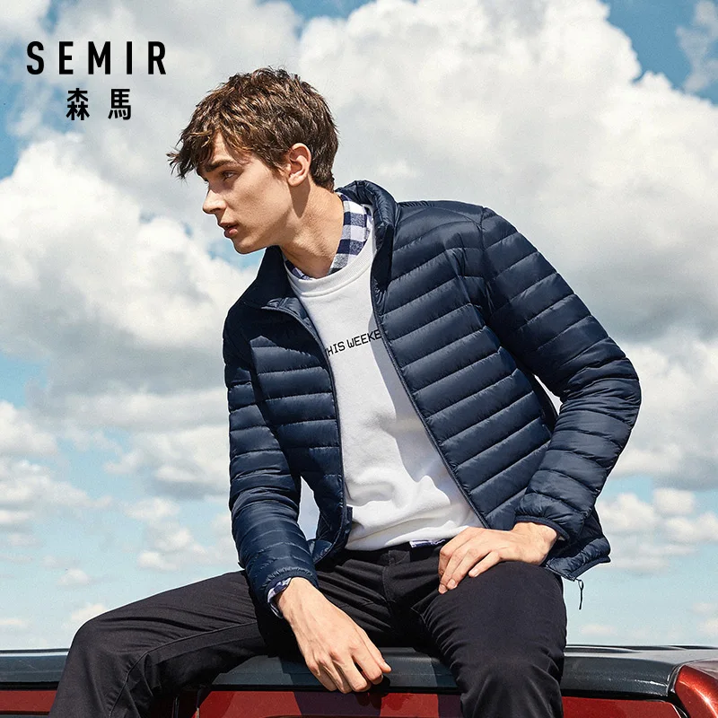 SEMIR 2018 пуховая куртка мужская зимняя портативность теплый 90% белый утиный пух с капюшоном воротник из натурального меха человек пуховое