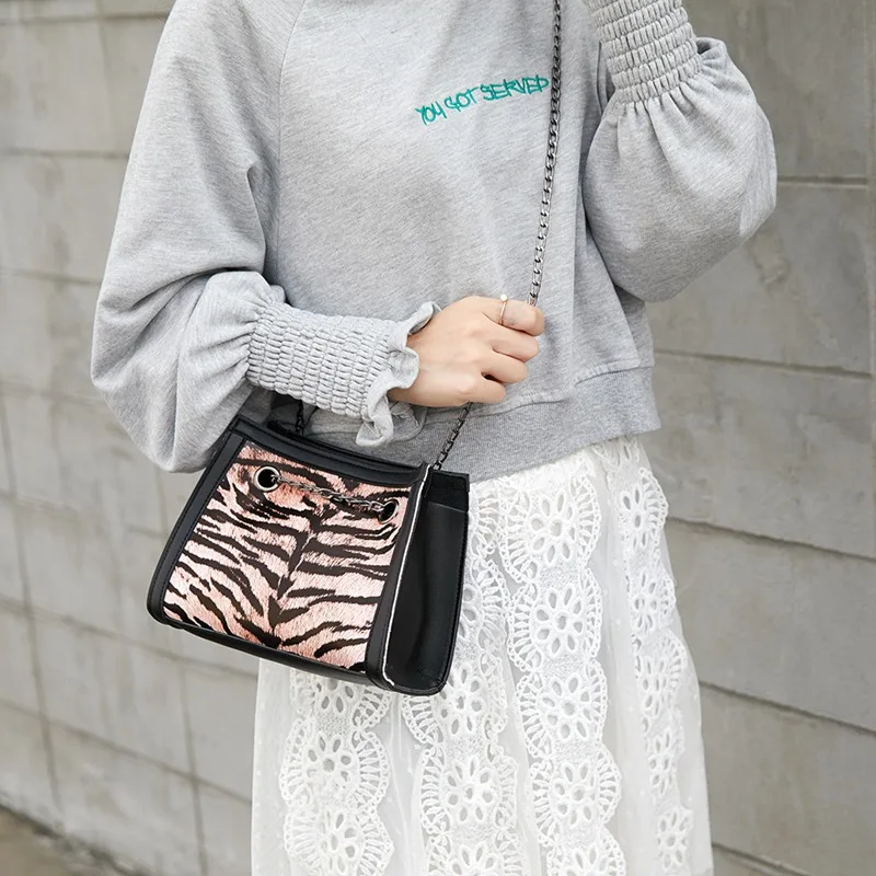 

Fashion Tiger Print Chain Small Square Bag New Stitching Color Diamond Lattice Crossbody Shoulder Bags for women bolso mujer