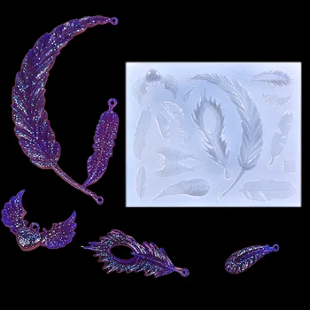 

New Hot 1pc UV Resin Jewelry Liquid Silicone Mold Feather Resin Charms Molds For DIY Intersperse Decorate Making Jewelry