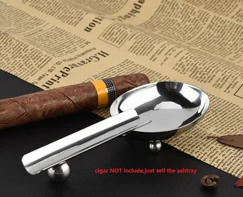 

1 piece smoking tobacco metal creative cigar ash tray Stainless Steel Gloss Cigar Ashtray Cigar Holder With Single Rest Ash Slot