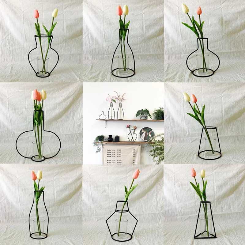 Новая креативная ваза DIY вечерние ваза черный держатель для растений подставка держатель железный провод цветок вазы орнамент жизнь