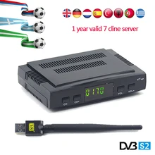 V7 Satellite TV Receiver HD DVB-S2 + USB WIFI + 7 lines stable Europe Account Decoder Newcamd Youporn BISS Key Powervu