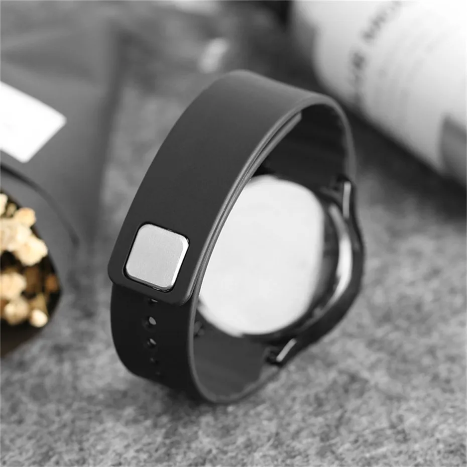 Creative Black White Men Women's LED Display Digital Watch Cool Stainless Steel Rubber Strap Touch Screen Couple Watches (11)