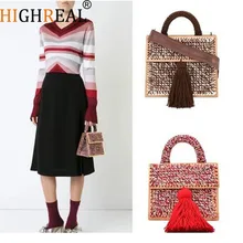 Новинка, ручная работа, шерсть, зимние тоут сумки, мягкий стиль, Ретро стиль, шикарная ткань, Зеленая книга, дерево, верхняя ручка, сумочка, качество