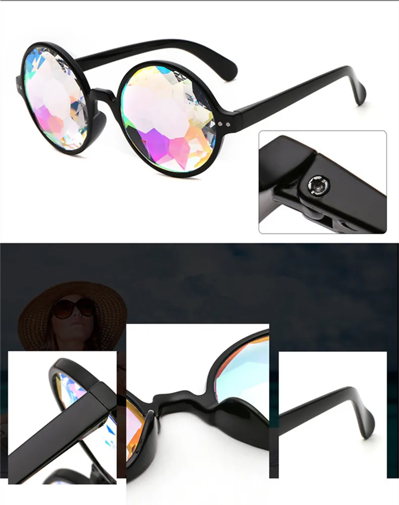 NYWOOH Калейдоскоп очки женские трендовые брендовые дизайнерские голографические Солнцезащитные очки Мужские рейв фестиваль Косплей очки круглые Eyewea