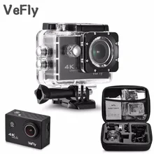 VeFly 2.0 inch Screen Wifi 1080P 4K Waterproof Sports Action Camera, black portable 16MP Sport Cam Go Pro Accessories case set