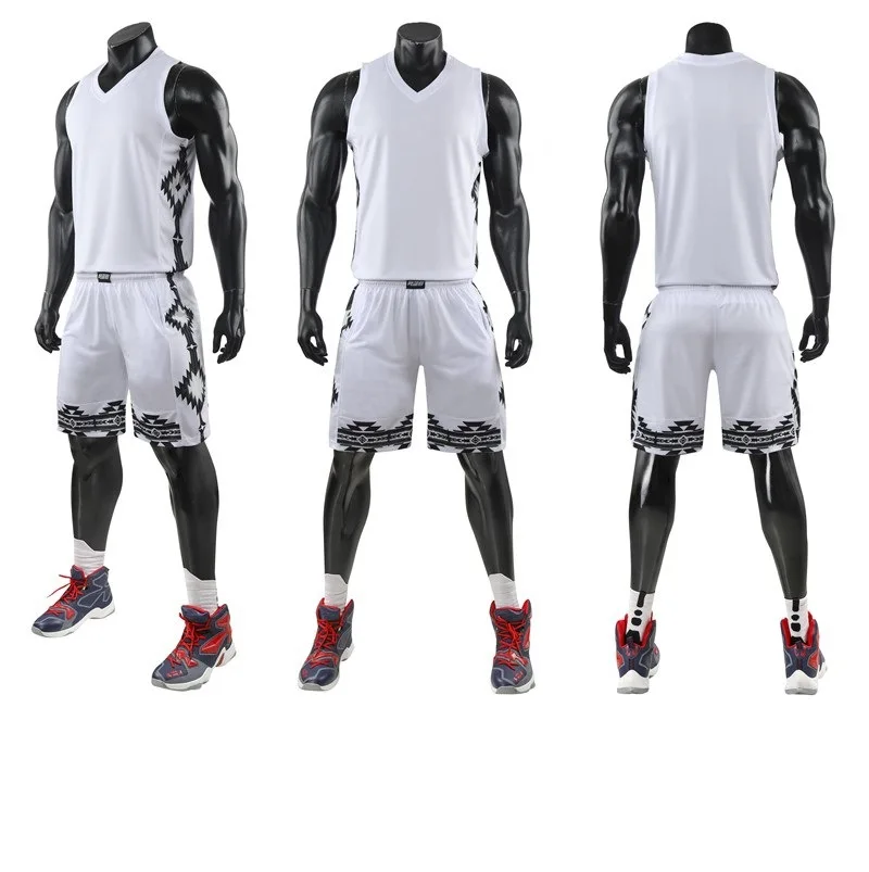Топ с принтом Мужская отворотная Баскетбольная Майка набор пустой команды баскетбол форменная одежда колледж спортивные тренировочные костюмы по индивидуальному заказу - Цвет: HA029 white