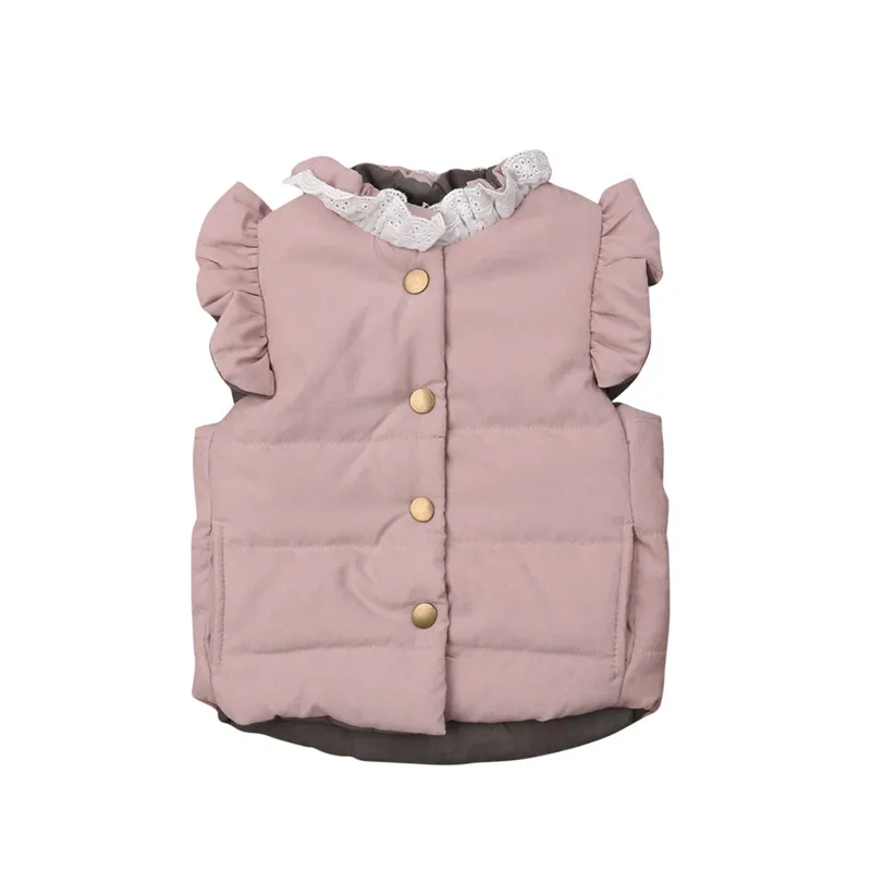 

Autumn Winter Warm Waistcoat Baby Girl Lace Floral Outerwear Fashion Button Vest Jacket Bow Knot Sleeveless Toddler Vests New
