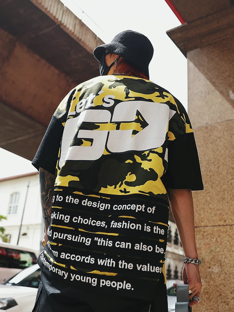 

Lets Go Camouflage T Shirt Streetwear Men Oversize Camo T Shirt Hip Hop Summer Men Cotton T-Shirt Cotton Tops Tees