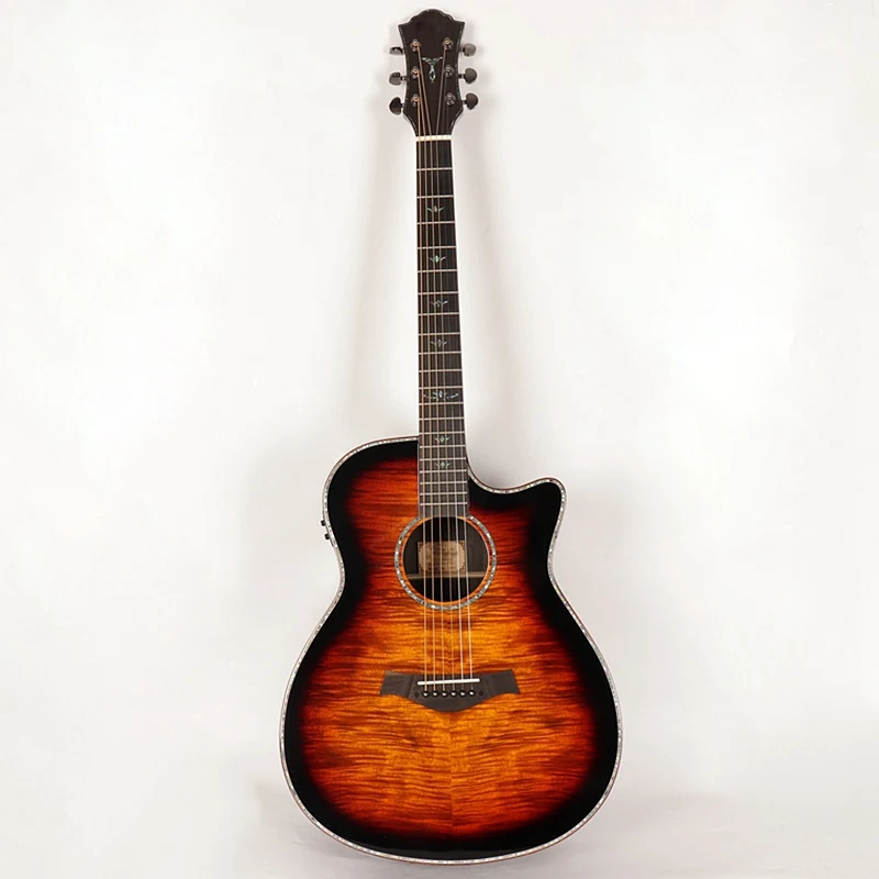 

hand-made flame maple top acoustic electric guitar low string action