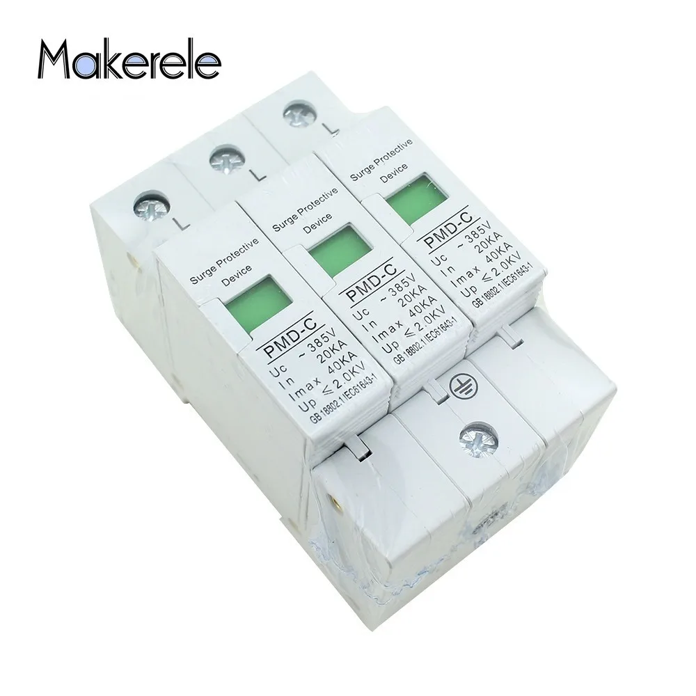 

New Arrivals SPD 3P House Surge Protector 20KA~40KA ~385VAC Protective Low-voltage Arrester Device Anti-lightening