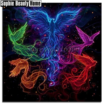 

Diy 5D Diamond Painting Cross Stitch Animal Color Phoenix Fly Diamond Embroidery Pattern Full Drill Mosaic Home Decor Art 191032