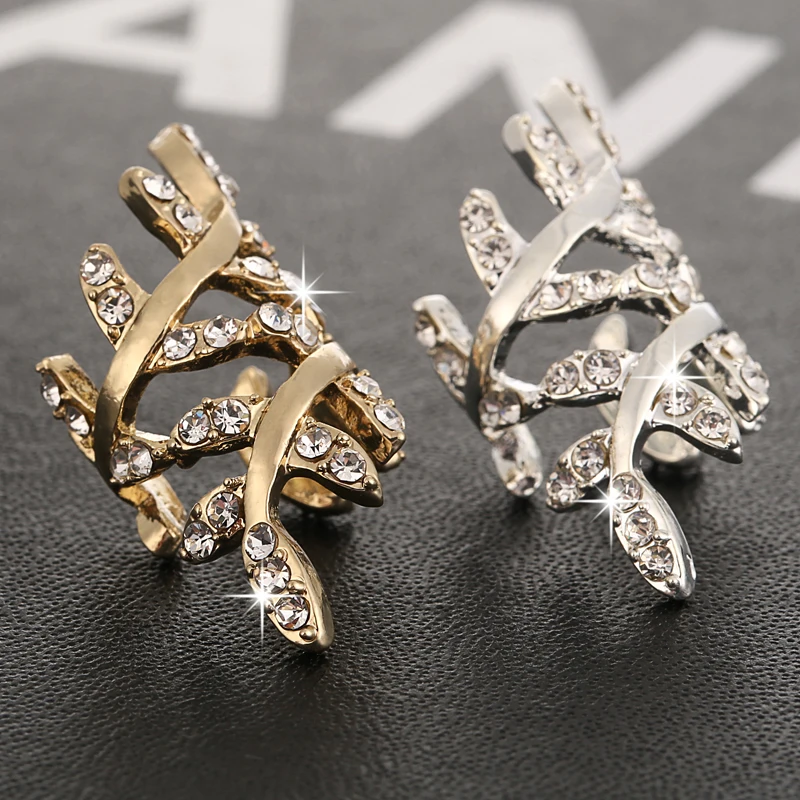 

Fashion Earrings Elegant Leaf Crystal Earring Dangle Ear Stud Cool Cuff Clip New Jewelry Accessories Oorbellen Exquisite Bijoux