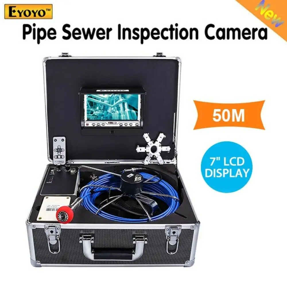

Eyoyo 50M 7" Pipeline Sewer Inspection Camera Drain Plumbing Industrial Endoscope 1000TVL Meter Scale Cable Snake Video Camera