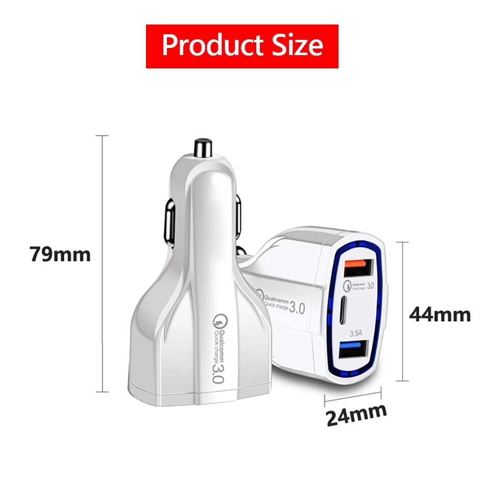 !ACCEZZ Universal Mini Double Port USB QC Car Charger Quick Charge 3.0 2.0 With LED Fast Type-C Car Phone Charger For Samsung S8 (5)