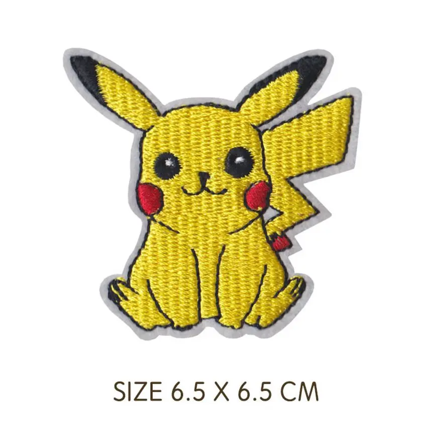 1Pc New Arrival Pikachu Characters Rick and Morty Patch Embroidered Applique Iron On Patch design DIY Sew Iron On Patch Badge - Цвет: Цвет: желтый