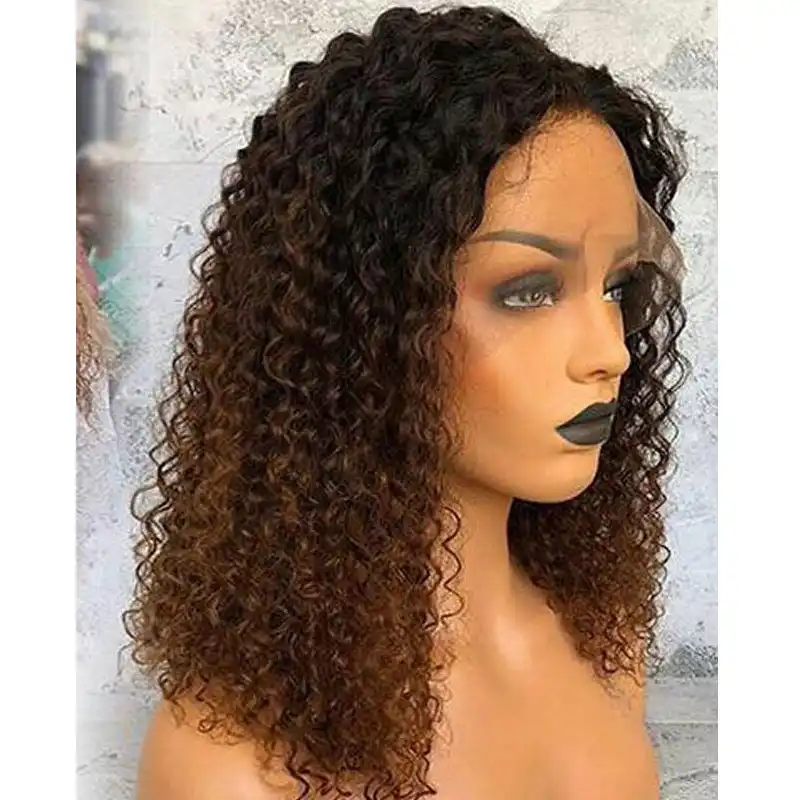 Curly Deep Part Lace Front Human Hair Wigs 150 Brazilian Remy