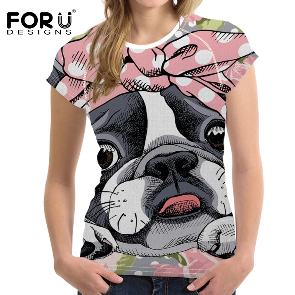 Женская футболка FORUDESIGNS Повседневная летняя 3D Бостон смешная одежда женские топы