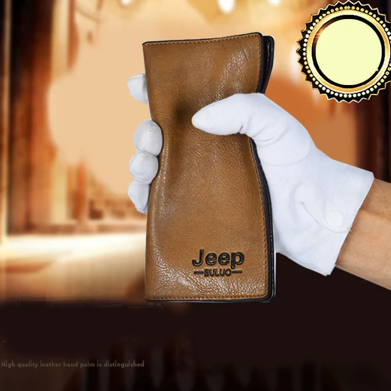 Men's PU Leather Long Purse Business Style Jeep Wallet Card Cash