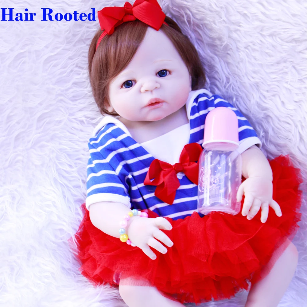 

NPK 22inch Hot sale 55cm dollar Victoria adorable Lifelike newborn Baby Bonecas Bebe kid toy girl silicone reborn baby dolls