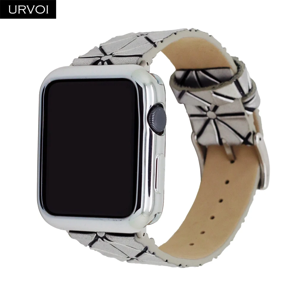 Ремешок URVOI для apple watch series 5 4 3 2 1 ремешок для iwatch pu кожаный ремень геометрический узор современный дизайн 38/40/42/44 мм