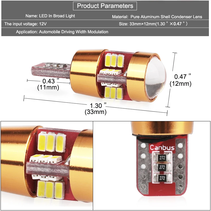10 шт. T10 W5W 194 168 27 SMD Can bus без ошибок светодиодов внутреннее освещение белый 4014 K Canbus