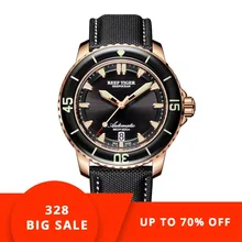 Reef Tiger/RT Mens Dive Watch with Date Super Rose Gold Luminous Automatic Watches Nylon Band RGA3035